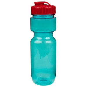 22 oz. Translucent Contour Bike Bottle - Translucent Aqua With Red Lid