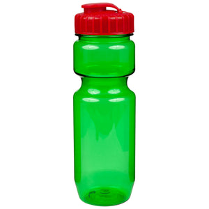 22 oz. Translucent Contour Bike Bottle - Translucent Green With Red Lid
