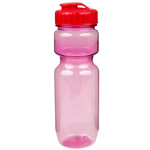 22 oz. Translucent Contour Bike Bottle - Translucent Pink With Red Lid