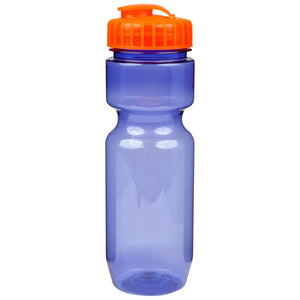 22 oz. Translucent Contour Bike Bottle - Translucent Purple With Translucent Orange Lid
