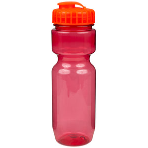22 oz. Translucent Contour Bike Bottle - Translucent Red With Translucent Orange Lid