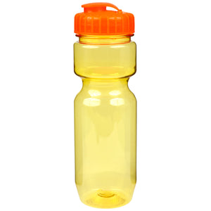 22 oz. Translucent Contour Bike Bottle - Translucent Yellow With Translucent Orange Lid