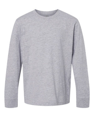 Next Level Youth Cotton Long Sleeve T-Shirt - Heather Grey