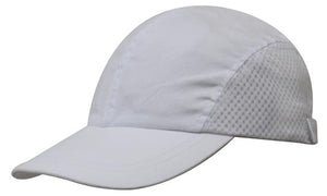 4 Panel Sports Cap Brush Reg Cotton - Custom Embroidered - White
