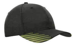 6 Panel Breathe P-Twill with Peak Print Cap - Custom Embroidered - Black With Green