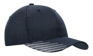 6 Panel Breathe P-Twill with Peak Print Cap - Custom Embroidered - Navy With White