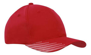 6 Panel Breathe P-Twill with Peak Print Cap - Custom Embroidered - Red With White