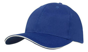 6 Panel Cap Breathable P-Twill with Sandwich - Custom Embroidered - Royal With White
