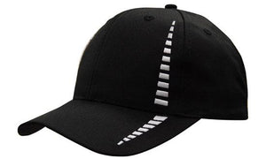 6 Panel Cap Breathable P-Twill Emb Checks - Custom Embroidered - Black With White