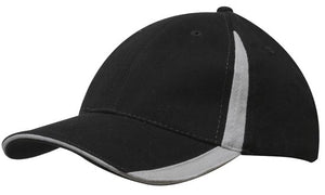 6 Panel BHC Cap with Inserts On Peak & Crown - Custom Embroidered - Black With Gray