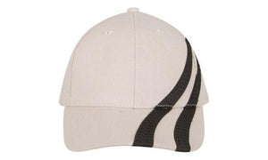 6 Panel BHC Cap with Tyre Tracks - Custom Embroidered - Stone With Black