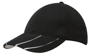6 Panel BHC Cap with Peak Inserts - Custom Embroidered - Black With White