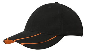BHC Cap with Hi-Vis Peak Inserts - Custom Embroidered - Black With Orange