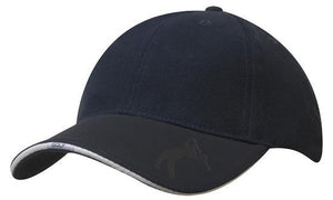 6 Panel BHC Golf Cap Embossed Peak - Custom Embroidered - Navy With White