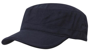 Brushed Sports Twill Military Cap - Custom Embroidered - Navy
