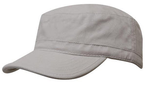 Brushed Sports Twill Military Cap - Custom Embroidered - Stone