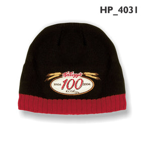 Cable Knit Contrast Beanie - Custom Embroidered - Navy With White