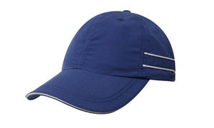 Microfibre Sports Cap Piping-Sand - Custom Embroidered - Royal With White
