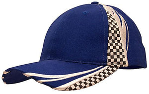 6 Panel Checks & Embroidery Cap - Custom Embroidered - Royal With White