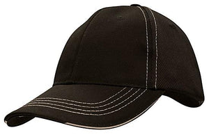 6 Panel Cool Mesh Trucker Cap with Sandwich - Custom Embroidered - Black With Black