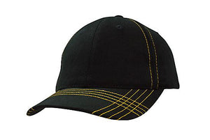6 Onl BHC Cap with Contrast Stitching - Custom Embroidered - Black With Gold
