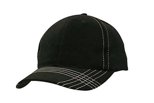 6 Onl BHC Cap with Contrast Stitching - Custom Embroidered - Black With White