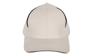 6 Panel BHC Cap with Crown Inserts-Sandwich - Custom Embroidered - Stone With Black