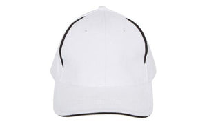 6 Panel BHC Cap with Crown Inserts-Sandwich - Custom Embroidered - White With Black