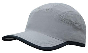 6 Panel Microfiber Sports Cap - Custom Embroidered - Gray With Black