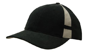 6 Panel Hbc Cap with Crown Inserts - Custom Embroidered - Black With Gray