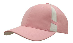 6 Panel Hbc Cap with Crown Inserts - Custom Embroidered - Pink With White