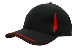 6 Panel BHC Cap Crown Insert & Sandwich - Custom Embroidered - Black With Red