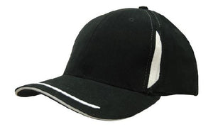 6 Panel BHC Cap Crown Insert & Sandwich - Custom Embroidered - Black With White