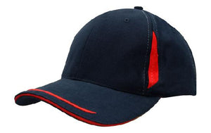 6 Panel BHC Cap Crown Insert & Sandwich - Custom Embroidered - Navy With Red
