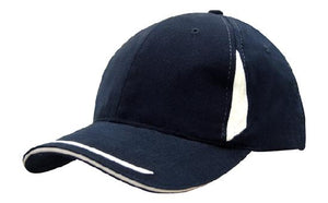6 Panel BHC Cap Crown Insert & Sandwich - Custom Embroidered - Navy With White