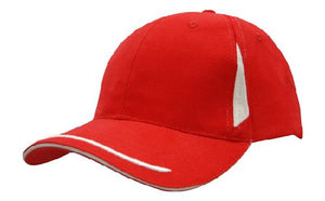 6 Panel BHC Cap Crown Insert & Sandwich - Custom Embroidered - Red With White