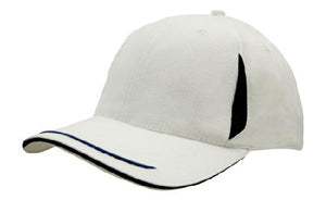 6 Panel BHC Cap Crown Insert & Sandwich - Custom Embroidered - White With Navy