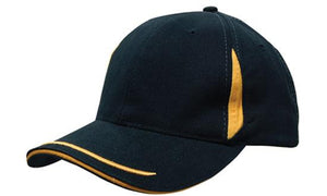 6 Panel BHC Cap Crown Insert & Sandwich - Custom Embroidered - Black With Gold
