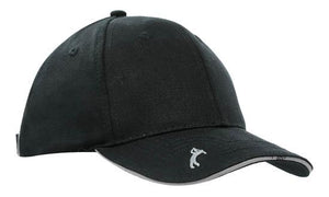 6 Panel Chino Twill Golf Cap - Custom Embroidered - Black