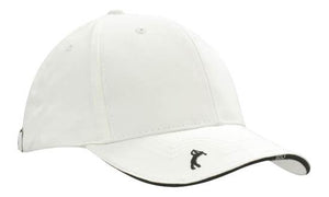 6 Panel Chino Twill Golf Cap - Custom Embroidered - White
