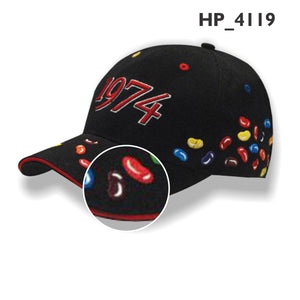 6 Panel BHC Embroidered Jelly Bean Cap - Custom Embroidered - Black