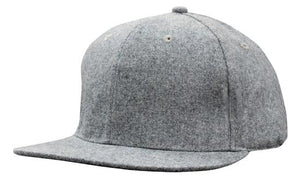 6 Panel Grey Marble Flannel Flat Peak Cap - Custom Embroidered - Gray