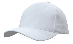 6 Panel Brushed Heavy Cotton Cap with Plastic Strap - Custom Embroidered - White