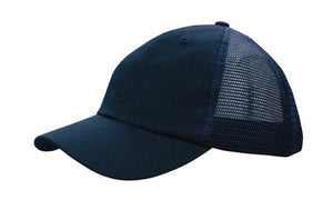 6 Panel Washed Chino Soft Mesh Back Cap - Custom Embroidered - Navy
