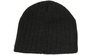 Acrylic Cable Knit Beanie - Custom Embroidered - Black