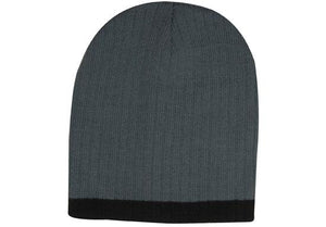 Two Tone Cable Beanie - Custom Embroidered - Charcoal With Black