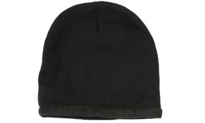 Acrylic-Polar Fleece Lined Beanie - Custom Embroidered - Black