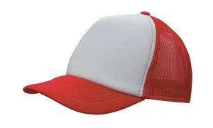 Low-profile Trucker's Mesh Cap - White With Red