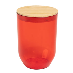 12 Oz. rPET Wine Tumbler With Bamboo Lid - Translucent Red