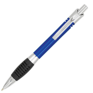 Breeze Plastic Plunger Action Pen with Metal Clip - Blue